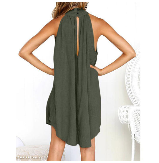 Sommerliches ärmelloses Kleid mit Kragen und leichten Falten - Arvani