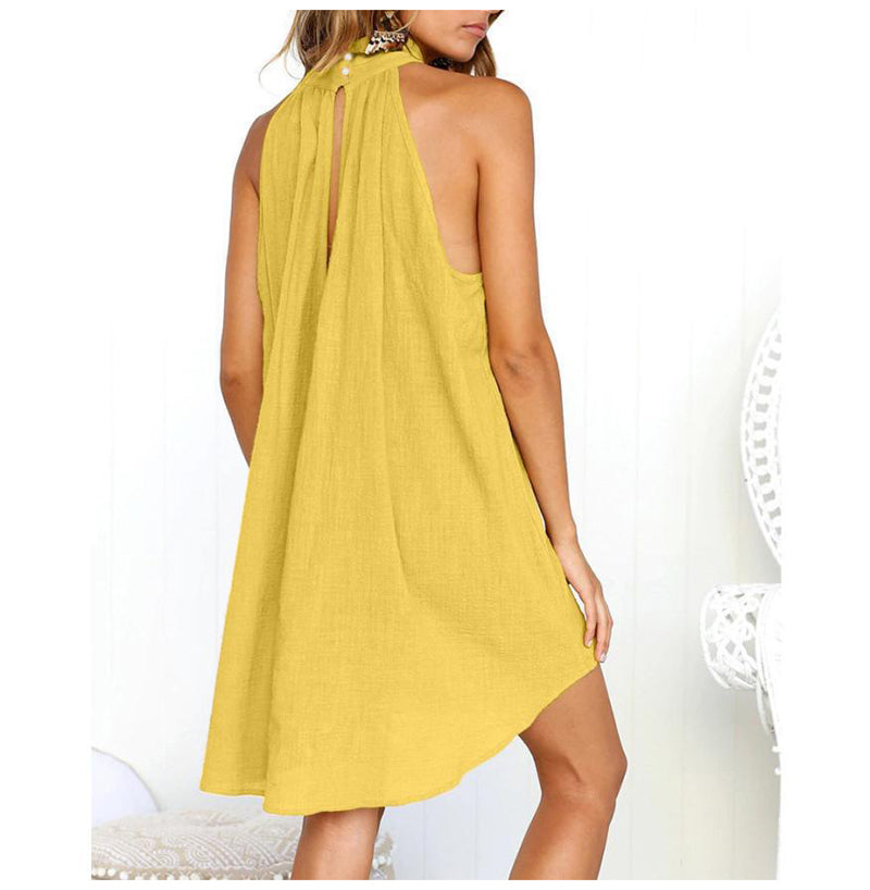 Sommerliches ärmelloses Kleid mit Kragen und leichten Falten - Arvani