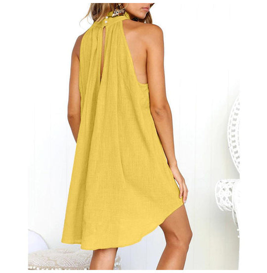 Sommerliches ärmelloses Kleid mit Kragen und leichten Falten - Arvani