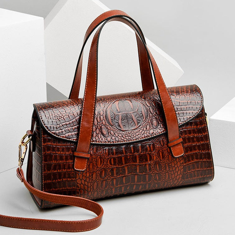 Nord Taschen | Krokodilmuster Rindsleder Schultertasche für Frauen