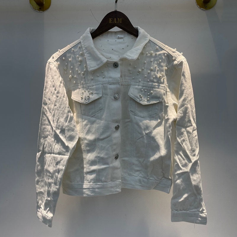 Lässige Jeansjacke mit Perlen - Vittorelli
