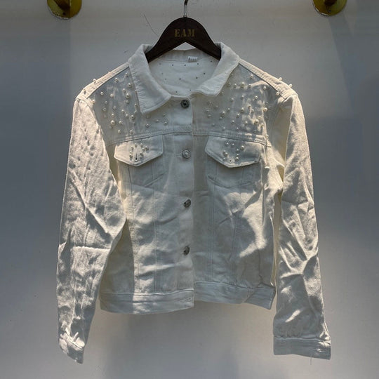 Lässige Jeansjacke mit Perlen - Vittorelli