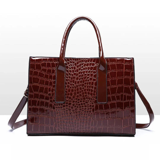 Nord Taschen | Large Capacity Crocodile Patent Leather Handbag