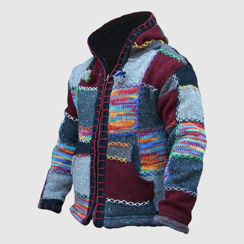 Hoodie Wollmischung Relaxed Fit Boho-Stil