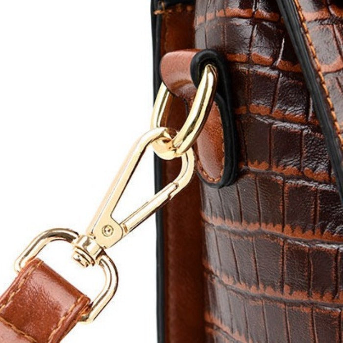 Nord Taschen | Krokodilmuster Rindsleder Schultertasche für Frauen