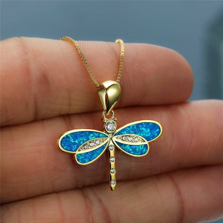 Goldene Halskette mit Opal für Damen