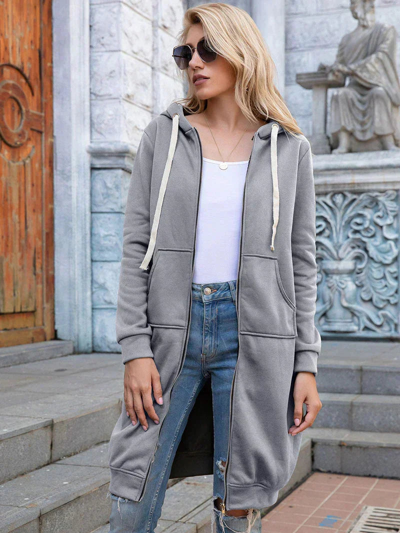 Chic Lange Sweatshirt-Jacke
