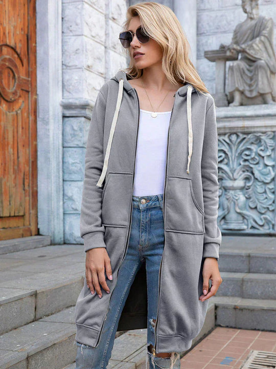 Chic Lange Sweatshirt-Jacke