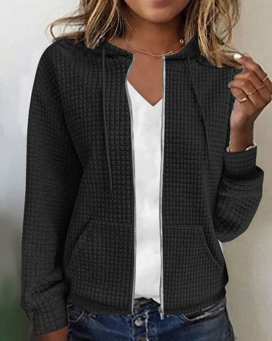 Damen-Cardigan mit Kapuze und Reißverschluss