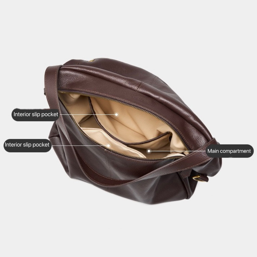 Nord Taschen | Große Leder Hobo-Tasche, Übergroße Schultertasche für Damen mit Umhängegurt und Fronttasche