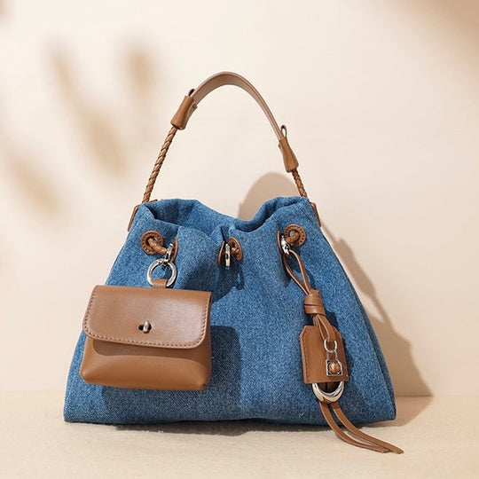 Nord Taschen | Damen Bucket Bag mit Kordelzug, Schultertasche mit Mini-Tasche & Crossbody-Trageriemen