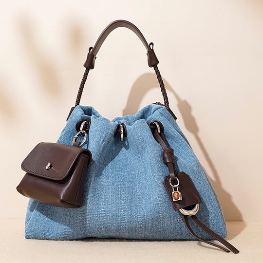 Nord Taschen | Damen Bucket Bag mit Kordelzug, Schultertasche mit Mini-Tasche & Crossbody-Trageriemen