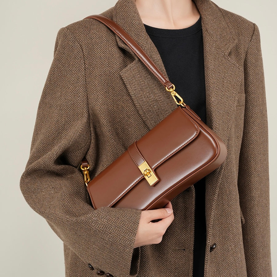 Nord Taschen | Damen Baguette Tasche mit goldener Drehverschluss