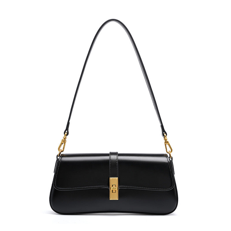 Nord Taschen | Damen Baguette Tasche mit goldener Drehverschluss
