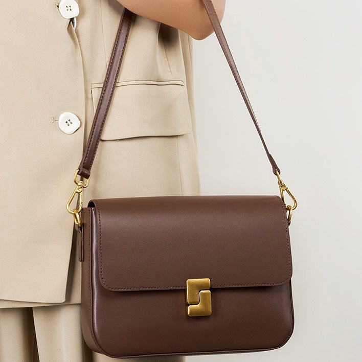 Nord Taschen | Damen Schultertasche mit goldener Drehverschluss-Schließe