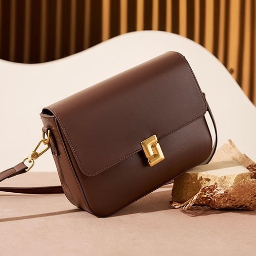 Nord Taschen | Damen Schultertasche mit goldener Drehverschluss-Schließe