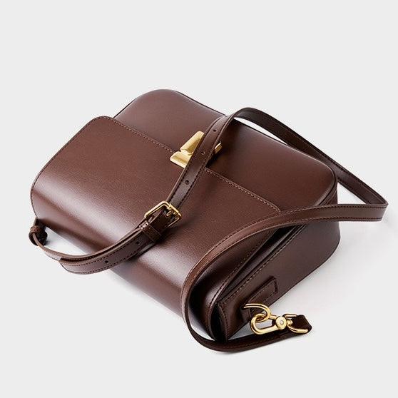 Nord Taschen | Damen Schultertasche mit goldener Drehverschluss-Schließe