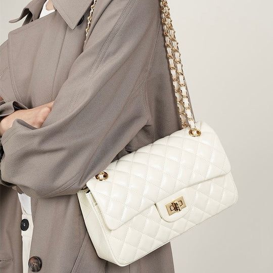 Nord Taschen | Gepolsterte Ketten-Crossbody-Tasche, klassische Schultertasche mit Drehverschluss