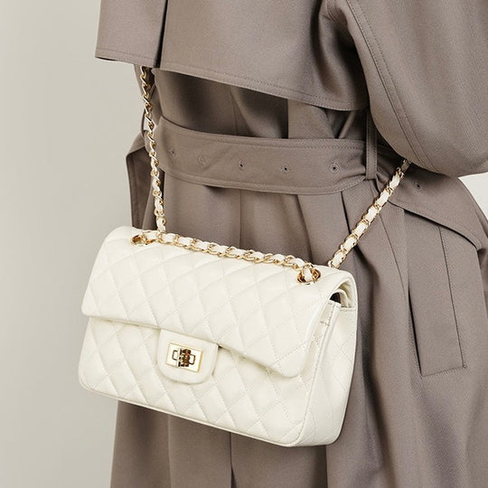 Nord Taschen | Gepolsterte Ketten-Crossbody-Tasche, klassische Schultertasche mit Drehverschluss