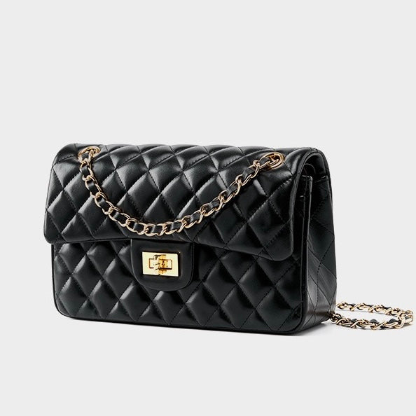 Nord Taschen | Gepolsterte Ketten-Crossbody-Tasche, klassische Schultertasche mit Drehverschluss