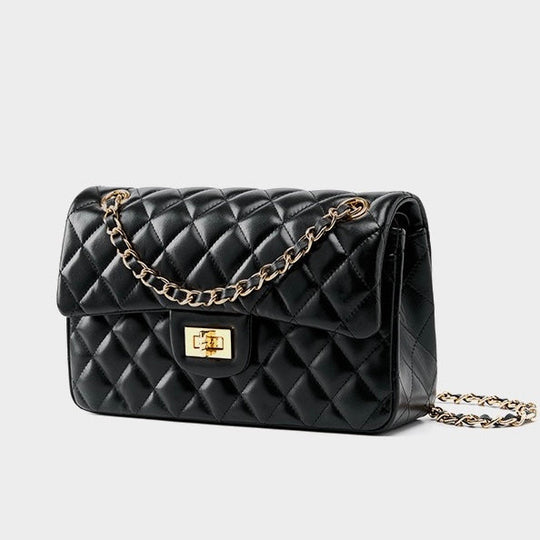 Nord Taschen | Gepolsterte Ketten-Crossbody-Tasche, klassische Schultertasche mit Drehverschluss