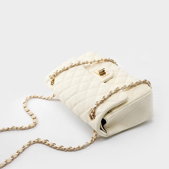 Nord Taschen | Gepolsterte Ketten-Crossbody-Tasche, klassische Schultertasche mit Drehverschluss