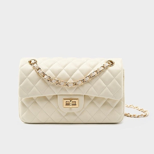 Nord Taschen | Gepolsterte Ketten-Crossbody-Tasche, klassische Schultertasche mit Drehverschluss