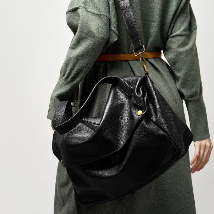 Nord Taschen | Große Leder Hobo-Tasche, Übergroße Schultertasche für Damen mit Umhängegurt und Fronttasche