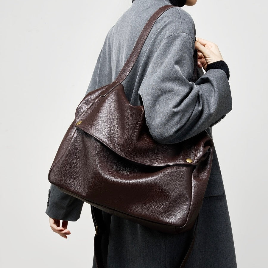 Nord Taschen | Große Leder Hobo-Tasche, Übergroße Schultertasche für Damen mit Umhängegurt und Fronttasche