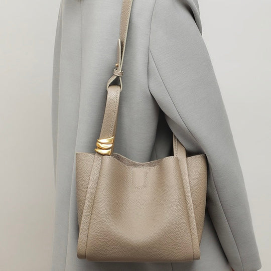 Nord Taschen | Damen Bucket Bag Kleine Schultertasche mit Goldring-Detail & Innenbeutel