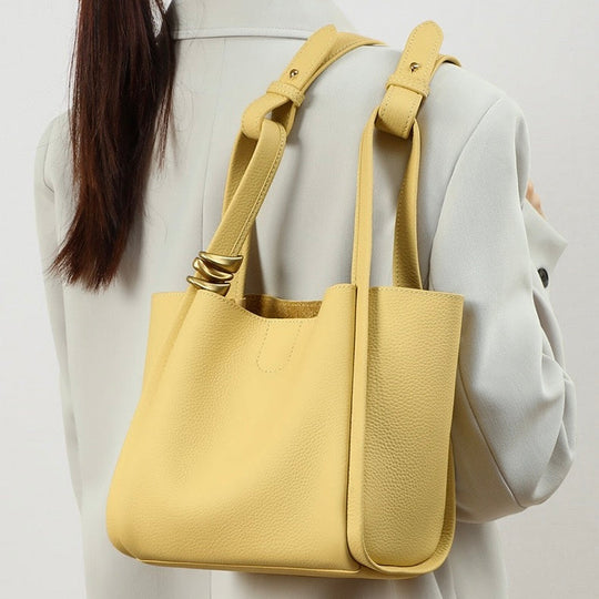 Nord Taschen | Damen Bucket Bag Kleine Schultertasche mit Goldring-Detail & Innenbeutel