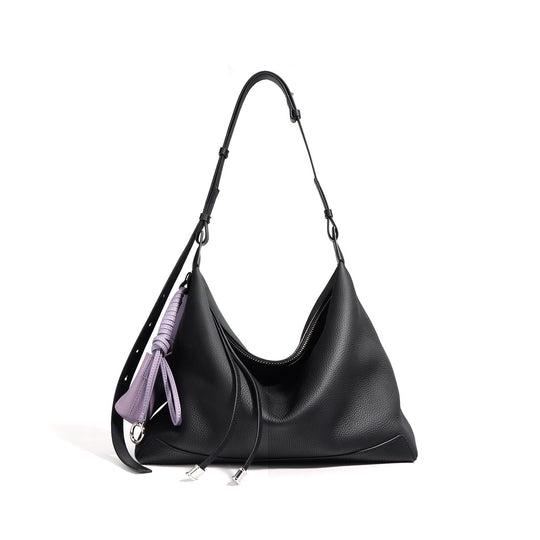 Nord Taschen | Damen Leder Hobo Tasche mit geknotetem Riemen & Quasten Detail