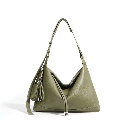 Nord Taschen | Damen Leder Hobo Tasche mit geknotetem Riemen & Quasten Detail
