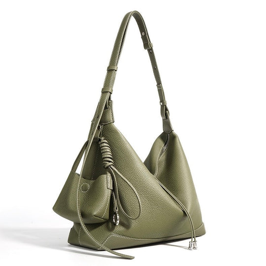 Nord Taschen | Damen Leder Hobo Tasche mit geknotetem Riemen & Quasten Detail