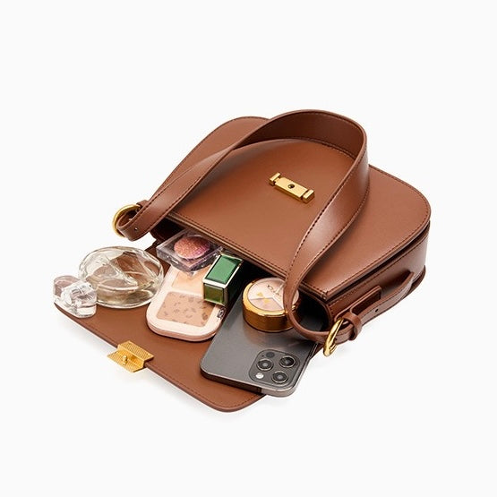 Nord Taschen | Strukturierte Schultertasche mit goldfarbener Schlossöffnung