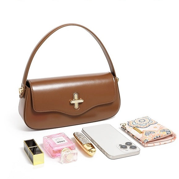 Nord Taschen | Schultertasche mit goldenem Drehverschluss und Crossbody-Tragegurt