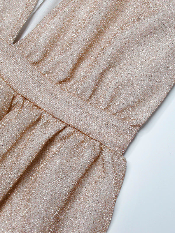 langes Kleid mit glänzenden Pailletten, elegante Champagner-Hochzeitszeremonie - Arvani