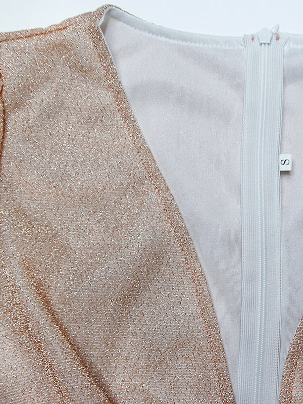 langes Kleid mit glänzenden Pailletten, elegante Champagner-Hochzeitszeremonie - Arvani