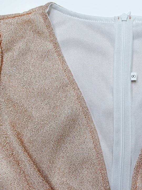 langes Kleid mit glänzenden Pailletten, elegante Champagner-Hochzeitszeremonie - Arvani
