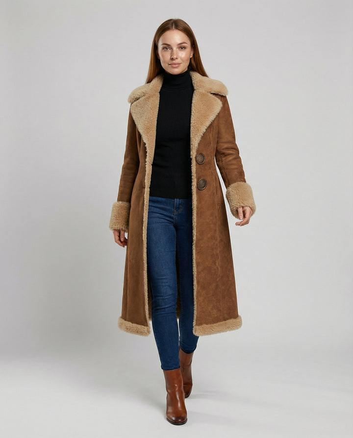Eleganter Damen Wildleder-Trenchcoat