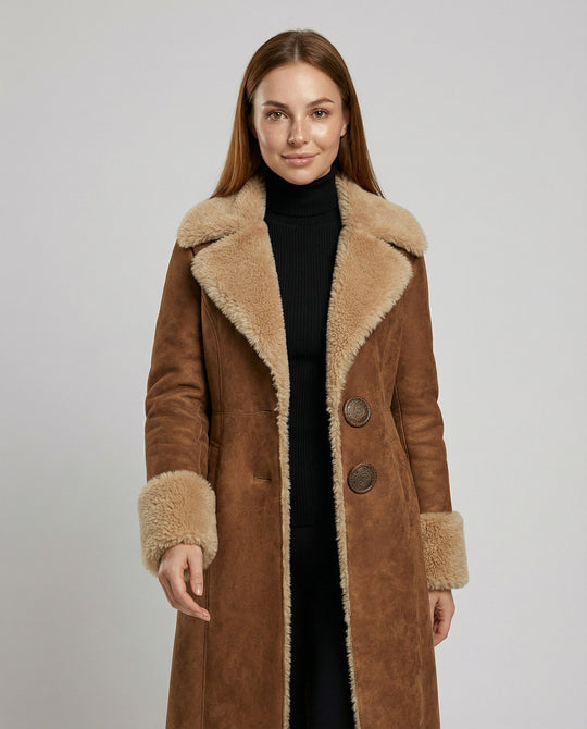 Eleganter Damen Wildleder-Trenchcoat