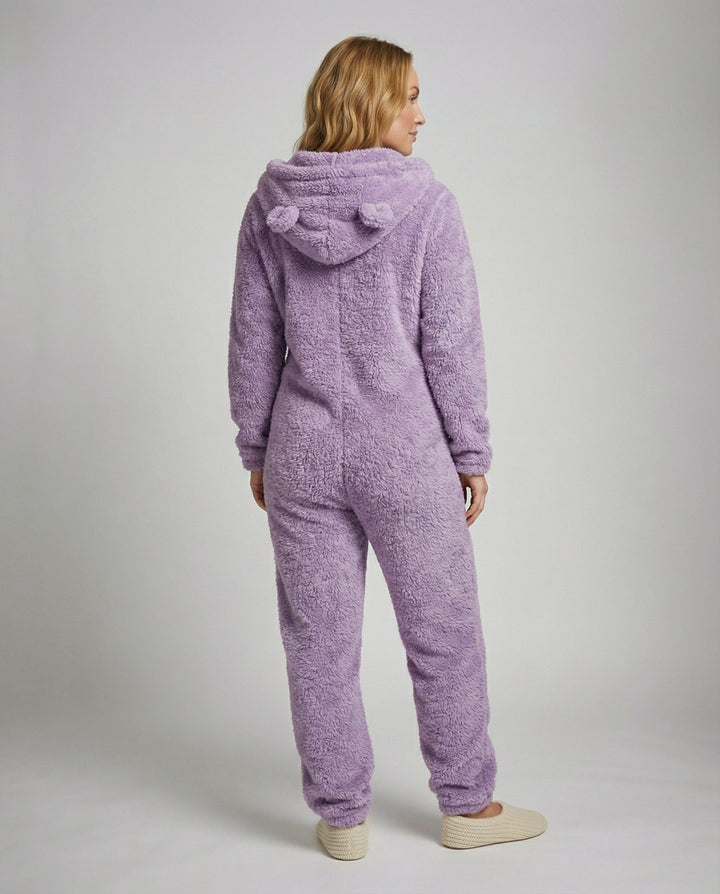 Damen Teddy Fleece Overall Kapuze