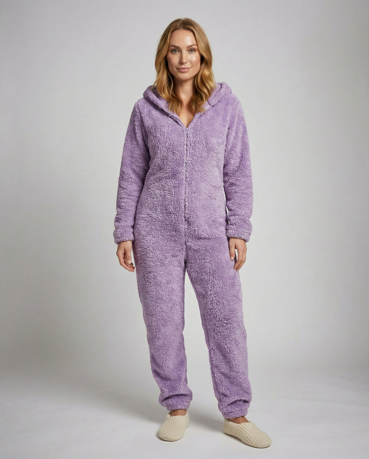Damen Teddy Fleece Overall Kapuze