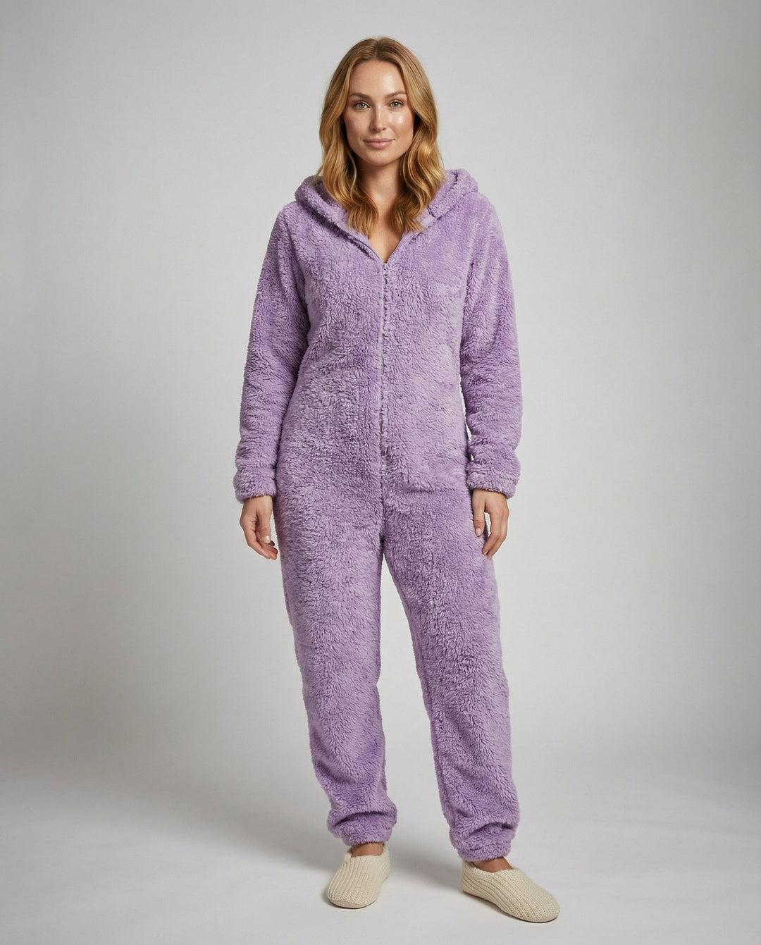 Damen Teddy Fleece Overall Kapuze
