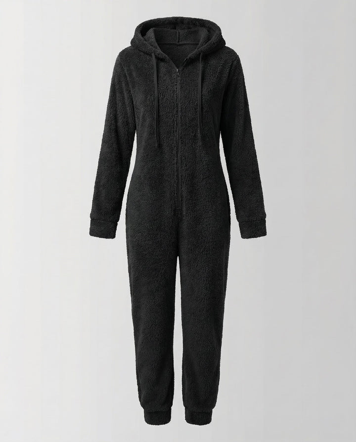 Damen Teddy Fleece Overall Kapuze