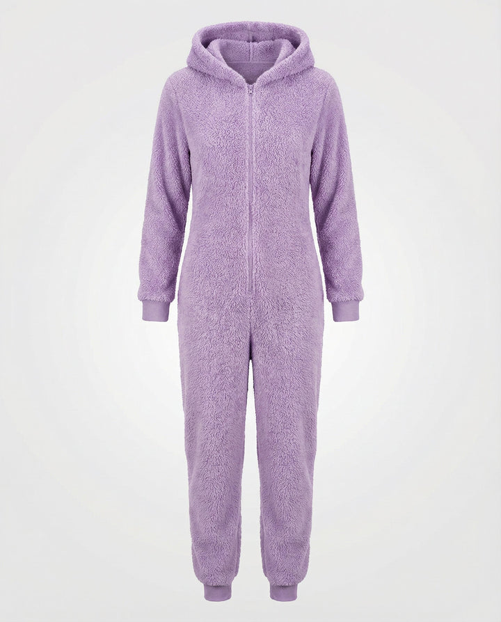Damen Teddy Fleece Overall Kapuze