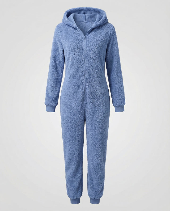 Damen Teddy Fleece Overall Kapuze