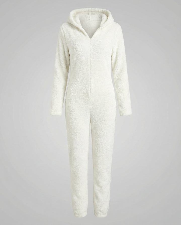 Damen Teddy Fleece Overall Kapuze