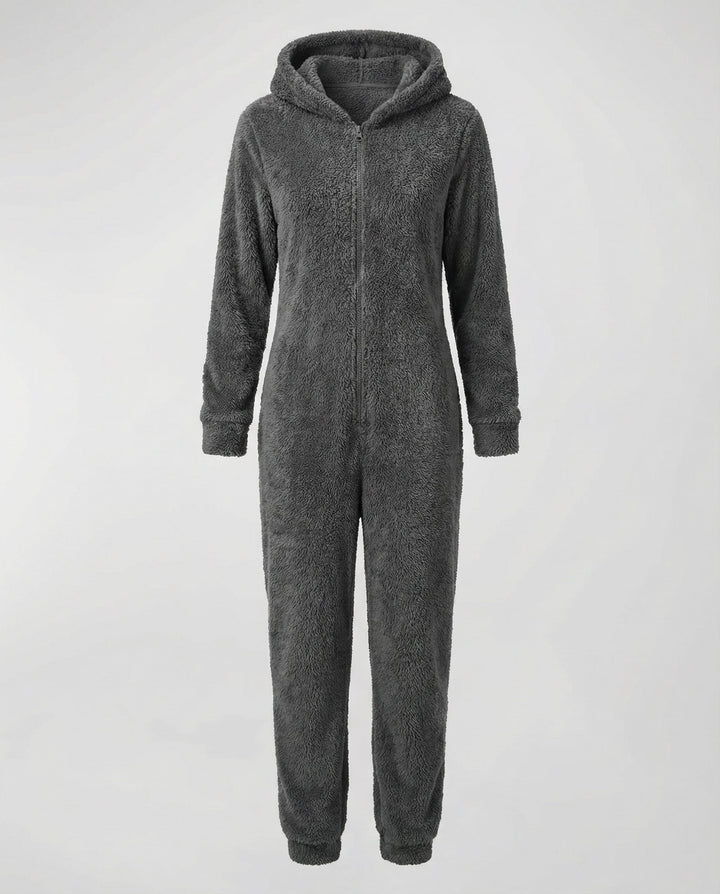 Damen Teddy Fleece Overall Kapuze