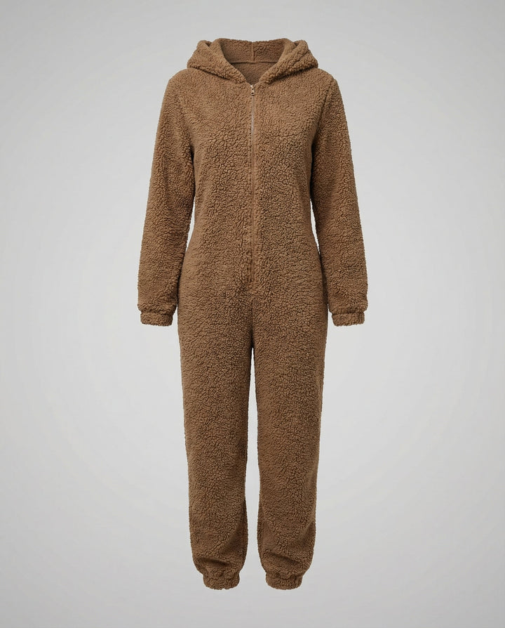 Damen Teddy Fleece Overall Kapuze